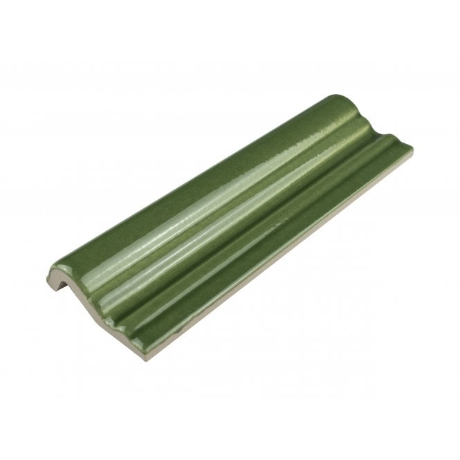 British Ceramic Tile Puddle Glaze Green Apple 5cm x 15cm Border Tile