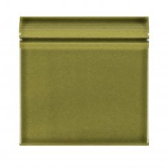 British Ceramic Tile Puddle Glaze Olive Green 15cm x 15cm Skirting Tile