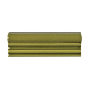 British Ceramic Tile Puddle Glaze Olive Green 5cm x 15cm Border Tile
