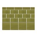 British Ceramic Tile Puddle Glaze Olive Green 5cm x 15cm Border Tile