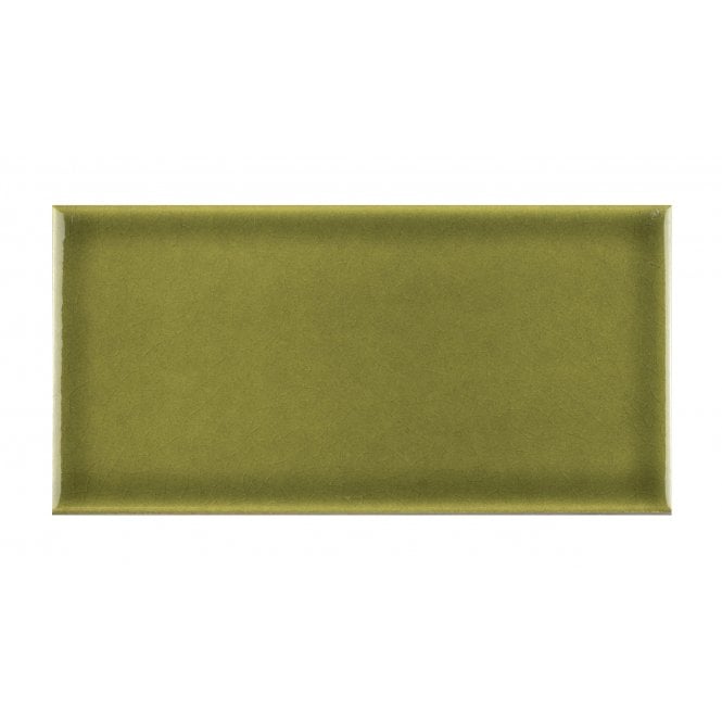 British Ceramic Tile Puddle Glaze Olive Green 7.5cm x 15cm Wall Tile