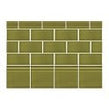 British Ceramic Tile Puddle Glaze Olive Green 7.5cm x 15cm Wall Tile