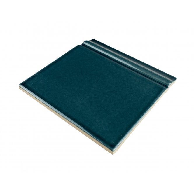 British Ceramic Tile Puddle Glaze Peacock 15cm x 15cm Skirting Tile