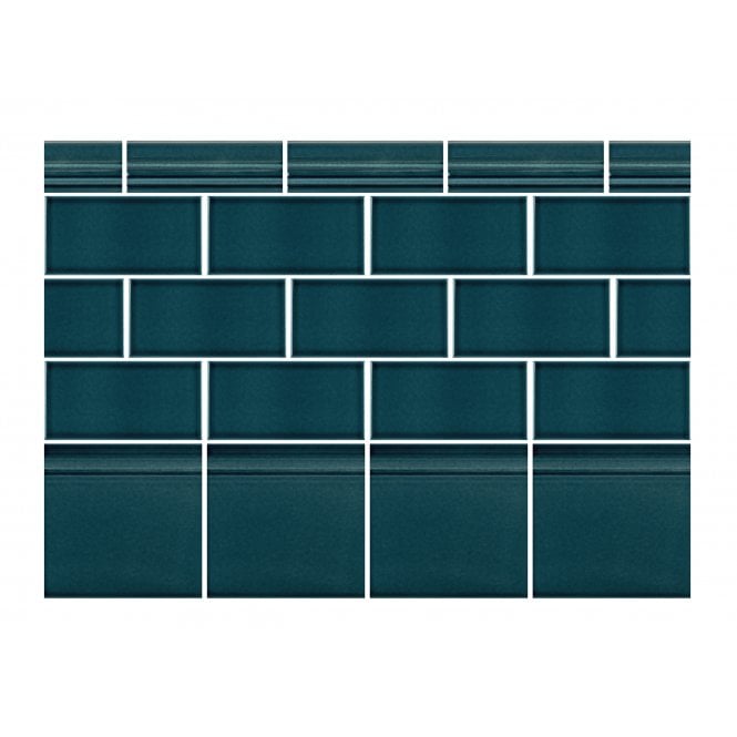British Ceramic Tile Puddle Glaze Peacock 15cm x 15cm Skirting Tile