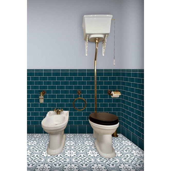 British Ceramic Tile Puddle Glaze Peacock 15cm x 15cm Skirting Tile