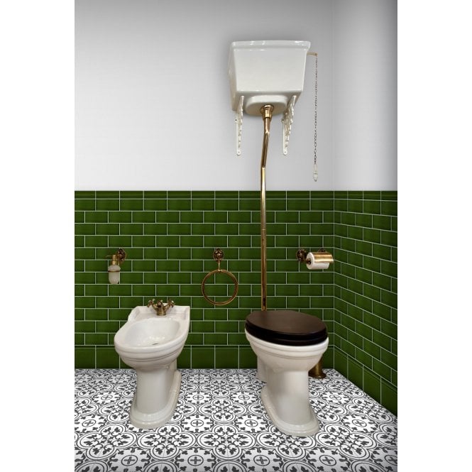 British Ceramic Tile Puddle Glaze Racing Green 15cm x 15cm Skirting Tile