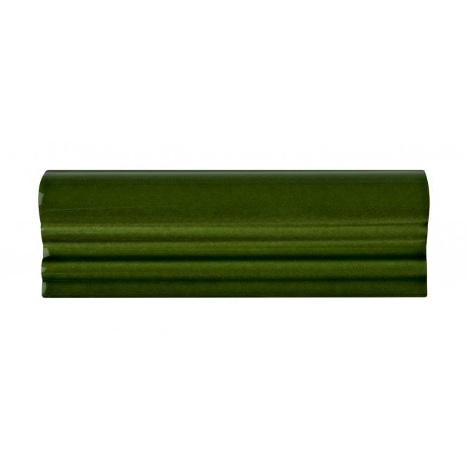 British Ceramic Tile Puddle Glaze Racing Green 5cm x 15cm Border Tile