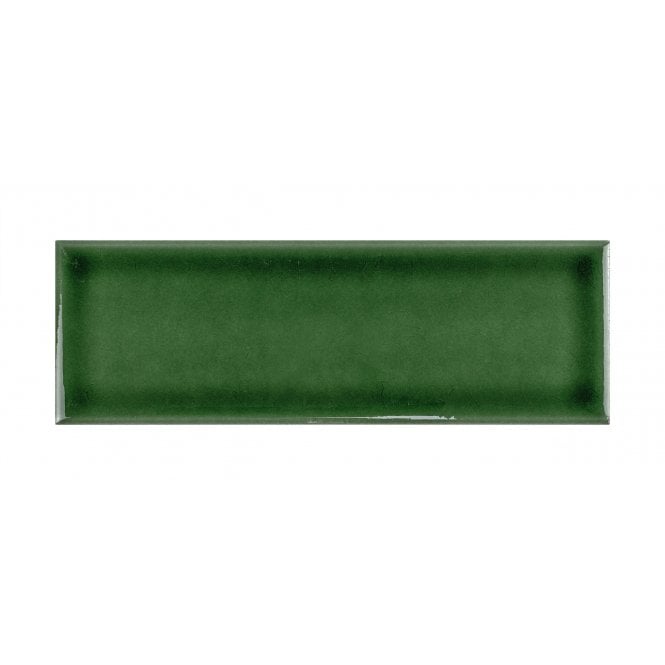 British Ceramic Tile Puddle Glaze Racing Green 5cm x 15cm Wall Tile