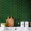 British Ceramic Tile Puddle Glaze Racing Green 5cm x 15cm Wall Tile
