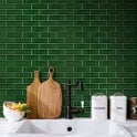 British Ceramic Tile Puddle Glaze Racing Green 5cm x 15cm Wall Tile