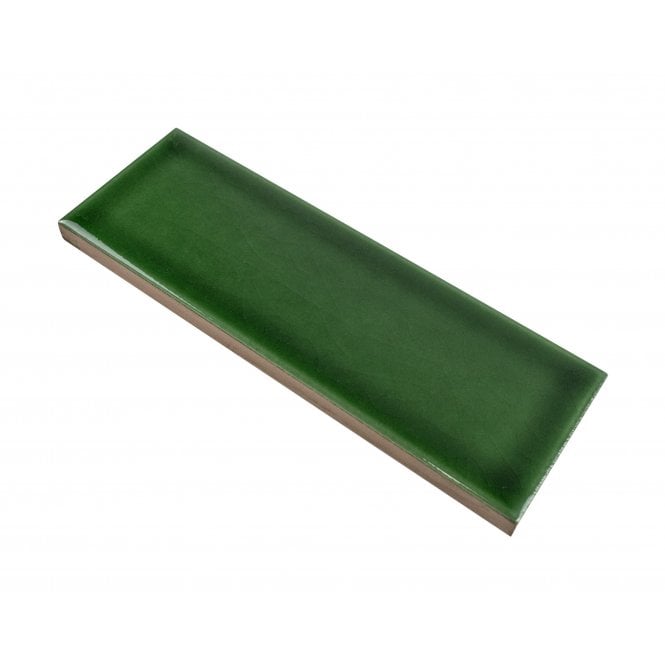 British Ceramic Tile Puddle Glaze Racing Green 5cm x 15cm Wall Tile