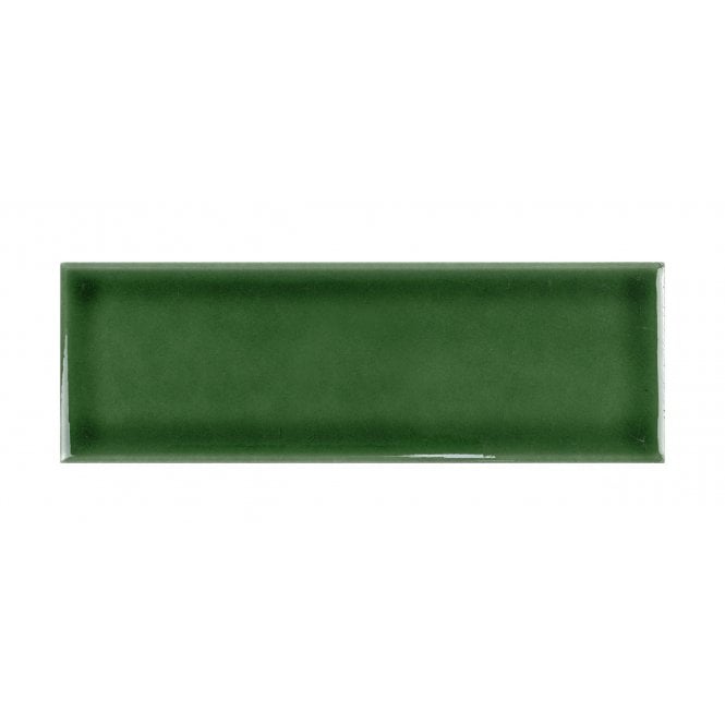 British Ceramic Tile Puddle Glaze Racing Green 5cm x 15cm Wall Tile