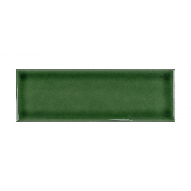 British Ceramic Tile Puddle Glaze Racing Green 5cm x 15cm Wall Tile