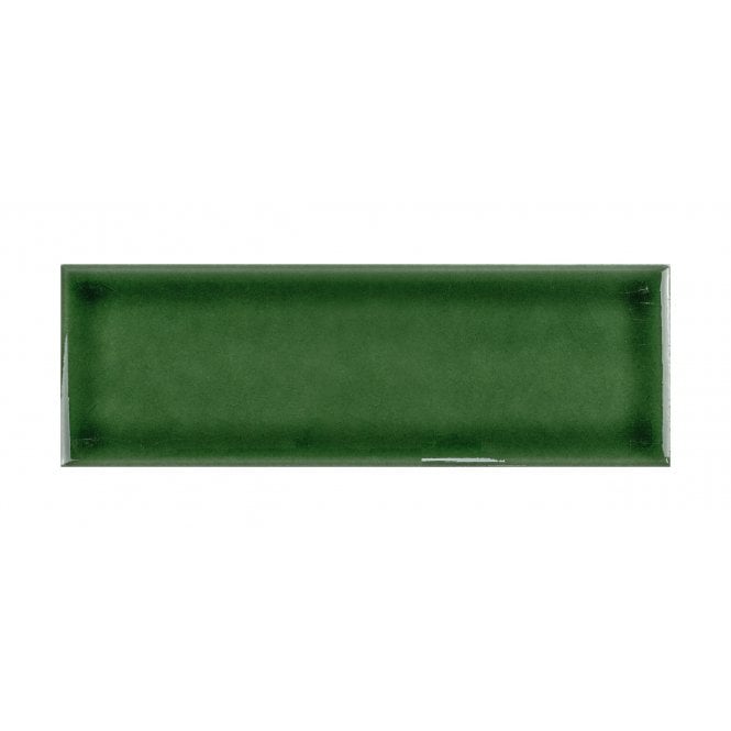 British Ceramic Tile Puddle Glaze Racing Green 5cm x 15cm Wall Tile