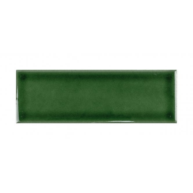 British Ceramic Tile Puddle Glaze Racing Green 5cm x 15cm Wall Tile