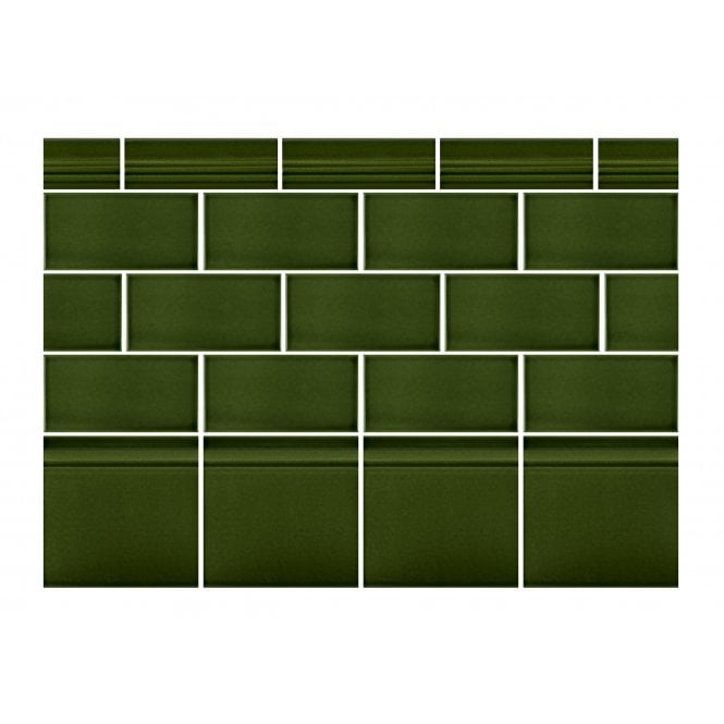 British Ceramic Tile Puddle Glaze Racing Green 7.5cm x 15cm Wall Tile