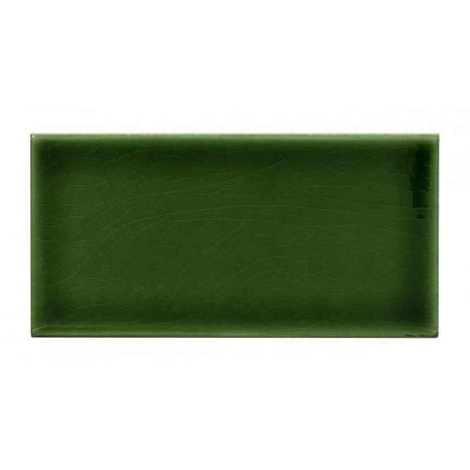 British Ceramic Tile Puddle Glaze Racing Green 7.5cm x 15cm Wall Tile