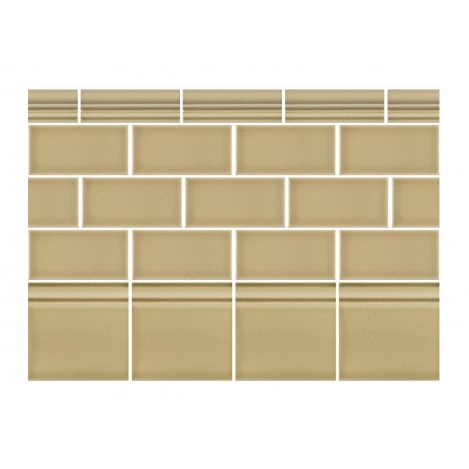 British Ceramic Tile Puddle Glaze Shortbread 15cm x 15cm Skirting Tile