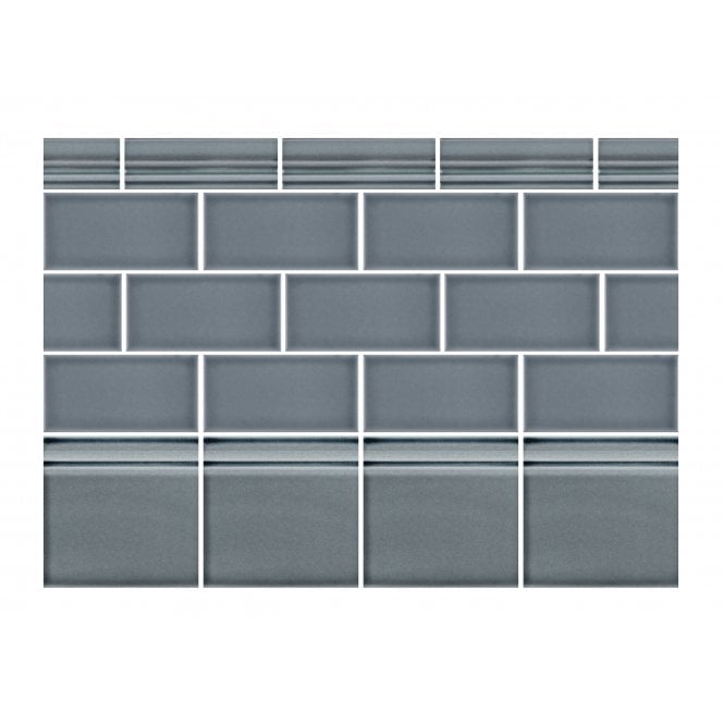 British Ceramic Tile Puddle Glaze Smoked Grey 15cm x 15cm Skirting Tile