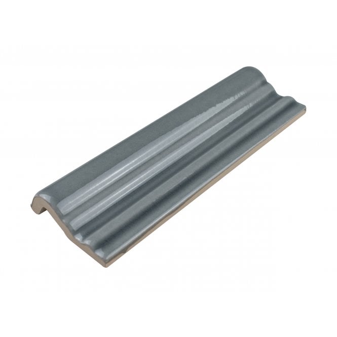 British Ceramic Tile Puddle Glaze Smoked Grey 5cm x 15cm Border Tile