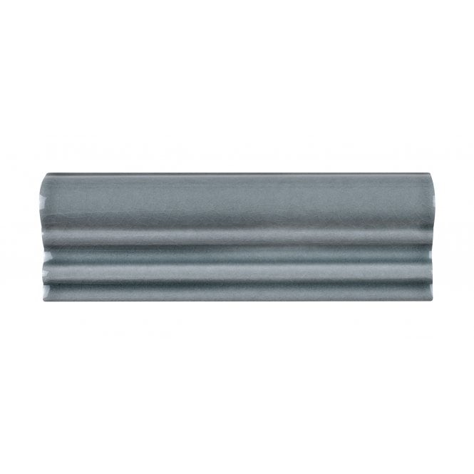 British Ceramic Tile Puddle Glaze Smoked Grey 5cm x 15cm Border Tile