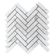 Q Marmi Calacatta Herringbone 28cm x 33cm (2.2cm x 9.7cm) Mosaic Tile