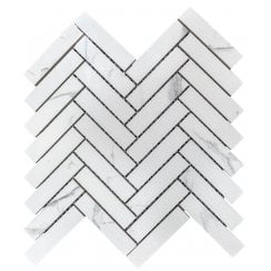 Q Marmi Calacatta Herringbone 28cm x 33cm (2.2cm x 9.7cm) Mosaic Tile
