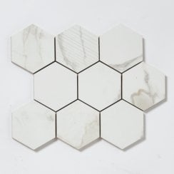 Q-Marmi Calacatta Hexagon Mosaic (9.5cm x 9.5cm) 29.2cm x 34.1cm Wall & Floor Tile