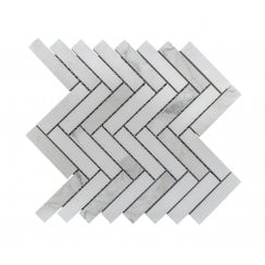 Q Marmi Statuario Herringbone 28cm x 29.2cm Wall & Floor Mosaic