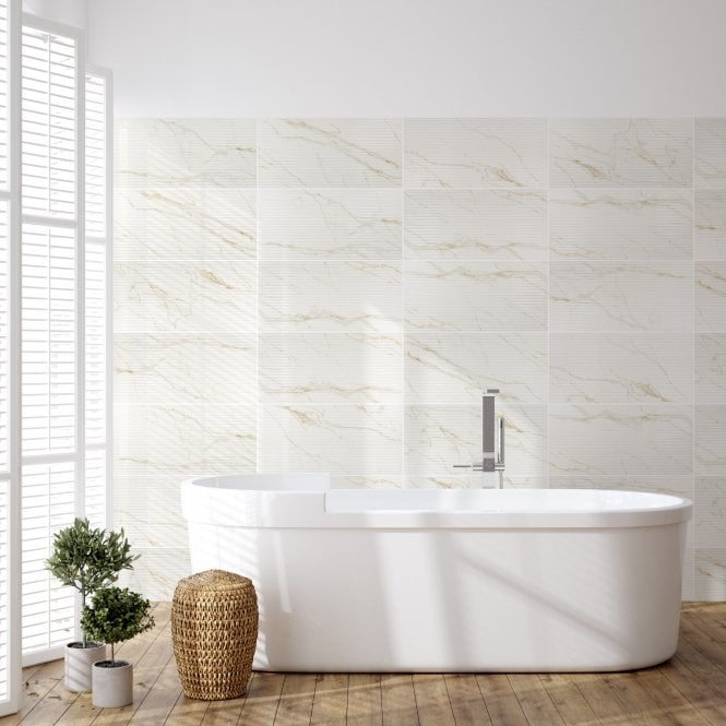 Ravenna Gold Linear Decor Brillo 30cm x 60cm Wall Tile