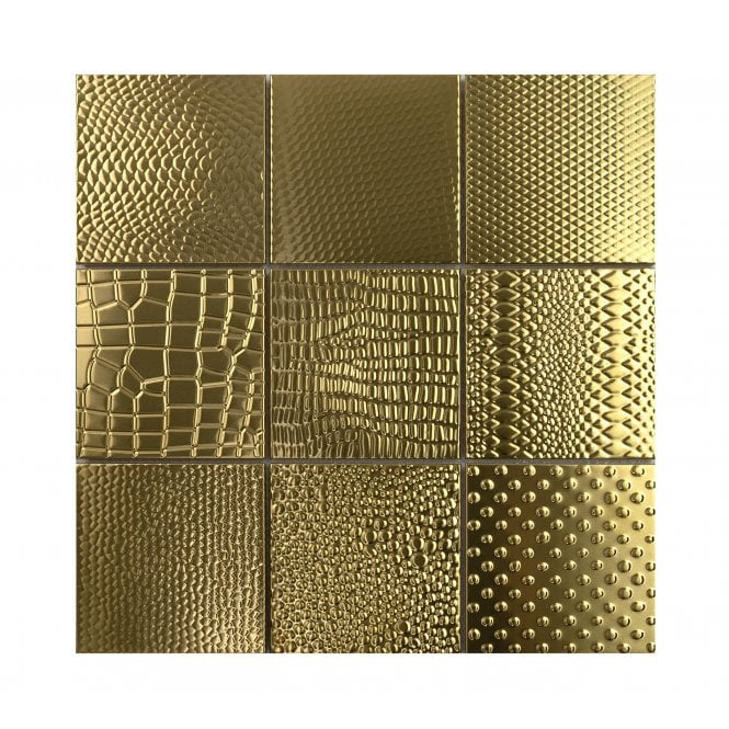 Reptilia Gold (9.8cm x 9.8cm) 29.8cm x 29.8cm Mosaic Tile