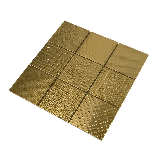 Reptilia Gold (9.8cm x 9.8cm) 29.8cm x 29.8cm Mosaic Tile