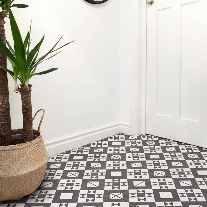 Retro Black Feature Floor 33cm x 33cm Floor Tile