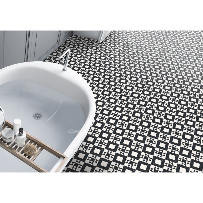 Retro Black Feature Floor 33cm x 33cm Floor Tile