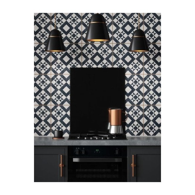 Retro Black Feature Floor 33cm x 33cm Floor Tile