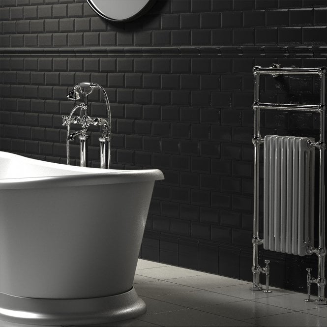 Retro Metro Charcoal Border (5cm x 15cm) Wall Tile