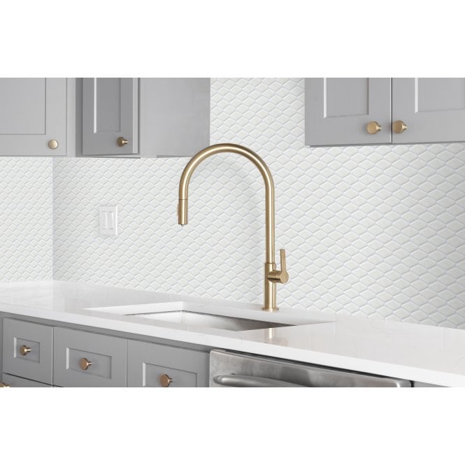 Rhombi Pressed White 30cm x 30cm Mosaic Tile