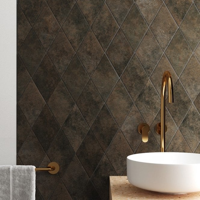 Rhombus Oxide Black 14cm x 24cm Wall & Floor Tile