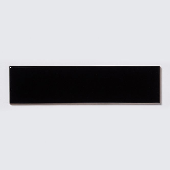 Ripple Glossy Black 7.5cm x 30cm Wall Tile