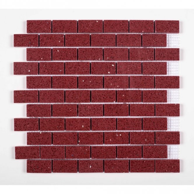 Gulfstone Ruby Red Brick Quartz 30cm x 30cm (4.8m x 2.3cm) Mosaic Tile