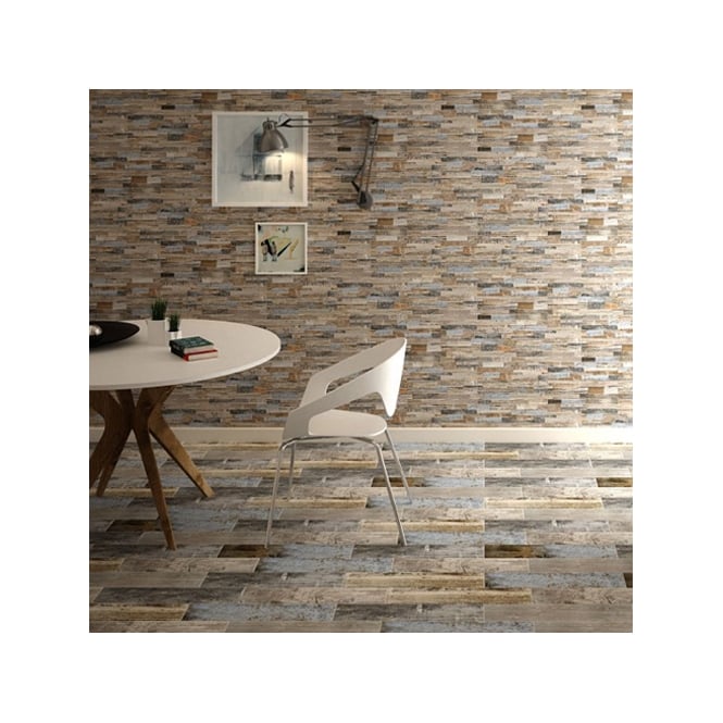 Yurtbay Seramiks Rustic Blue Reclaimed Wood Effect 15cm x 60cm Wall & Floor Tile