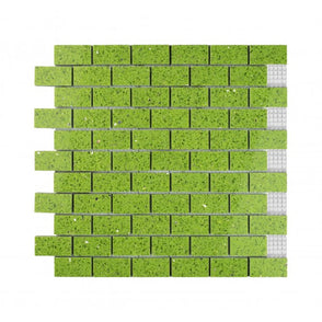 Gulfstone Salalah Green Lime Brick Quartz 30cm x 30cm (4.8m x 2.3cm) Mosaic Tile