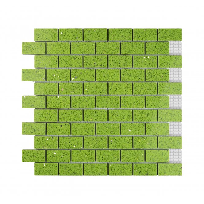 Gulfstone Salalah Green Lime Brick Quartz 30cm x 30cm (4.8m x 2.3cm) Mosaic Tile