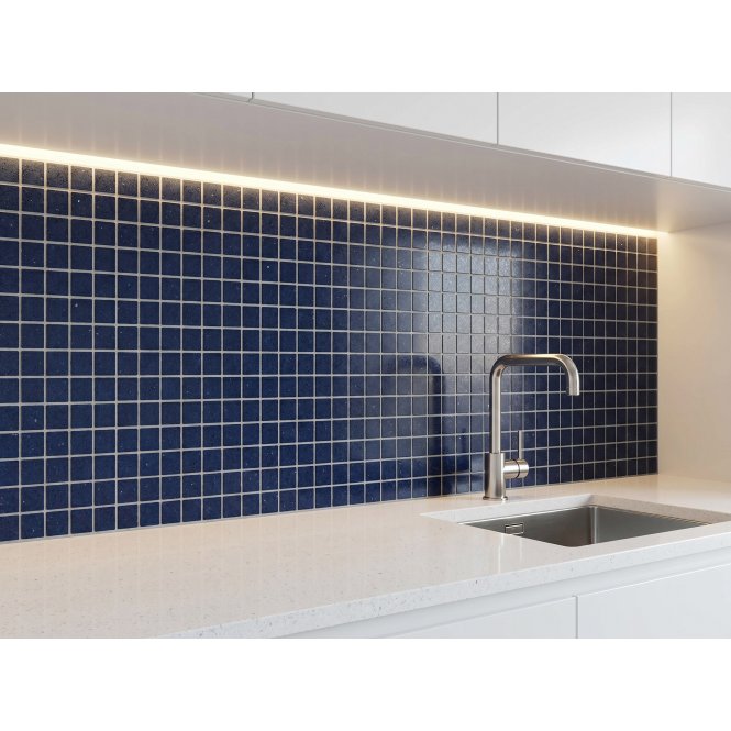 Gulfstone Sapphire Quartz Mosaic (2.5cm x 2.5cm) 30cm x 30cm Wall Tile