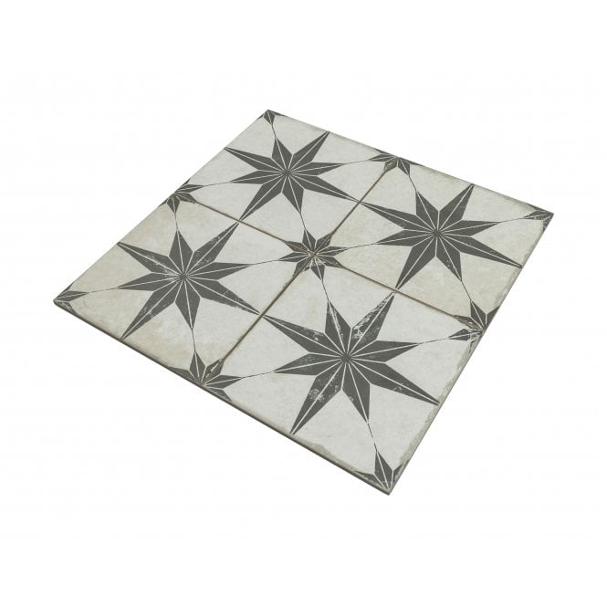 Scintilla Black Star Pattern 45cm x 45cm Wall & Floor Tile