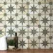 Scintilla Olive Green Star Pattern 45cm x 45cm Wall & Floor Tile