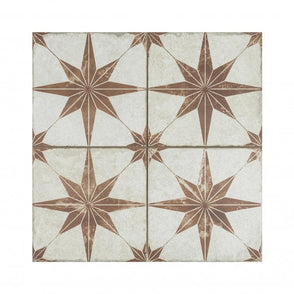 Scintilla Paprika Orange Star Pattern 45cm x 45cm Wall & Floor Tile