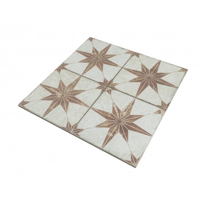 Scintilla Paprika Orange Star Pattern 45cm x 45cm Wall & Floor Tile