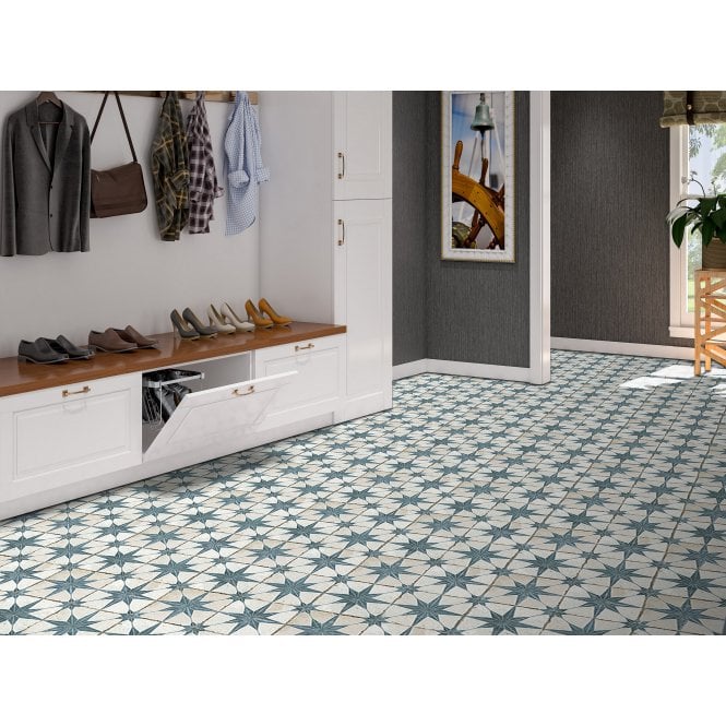 Scintilla Sapphire Star Pattern 45cm x 45cm Wall & Floor Tile