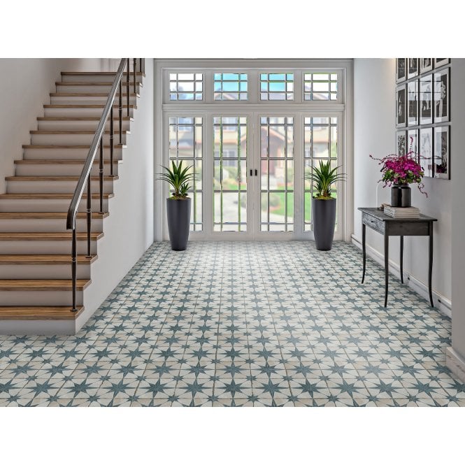 Scintilla Sapphire Star Pattern 45cm x 45cm Wall & Floor Tile
